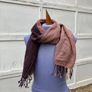 Sandwich Brand Wool Long Scarf Purple Ombre with Fringed Ends 24x65